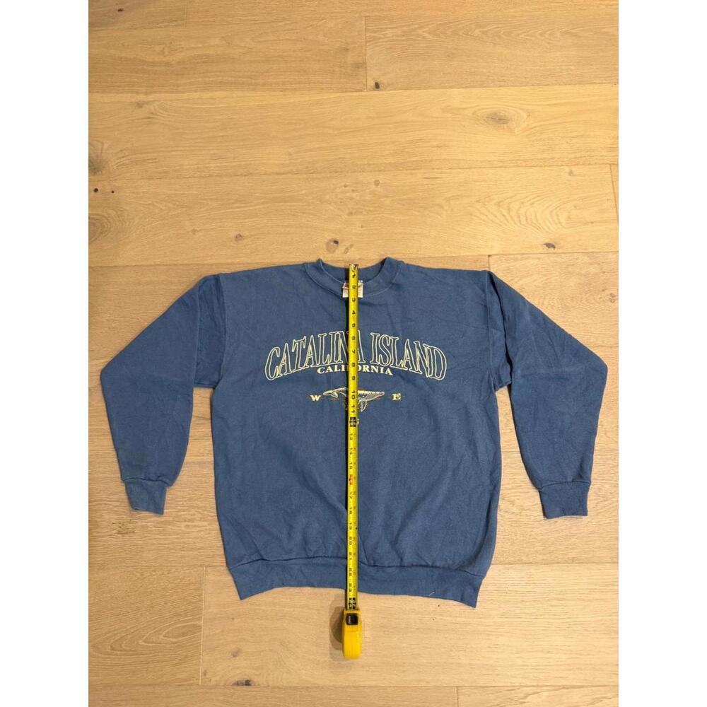 90s Vintage Hanes Catalina Island Blue Crewneck Adult M Whale Compass Graphic - Picture 4 of 7